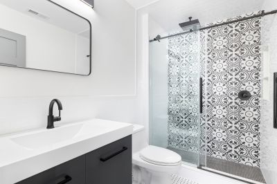 Small Shower with Sliding Door